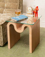 Squiggly Glass Top Side Table