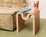 Squiggly Glass Top Side Table
