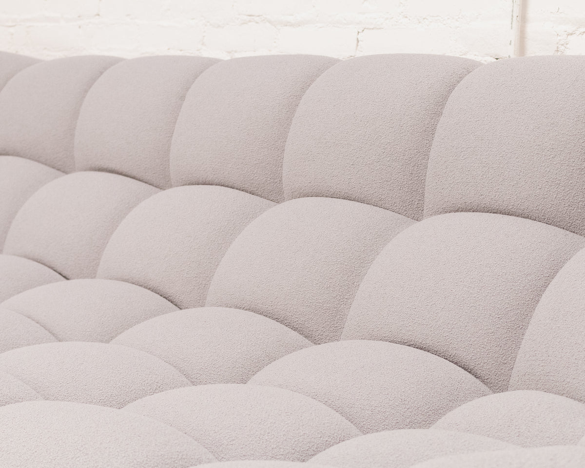 Grey Sculptural Channel-Tufted Curved Modular Sectional Sofa