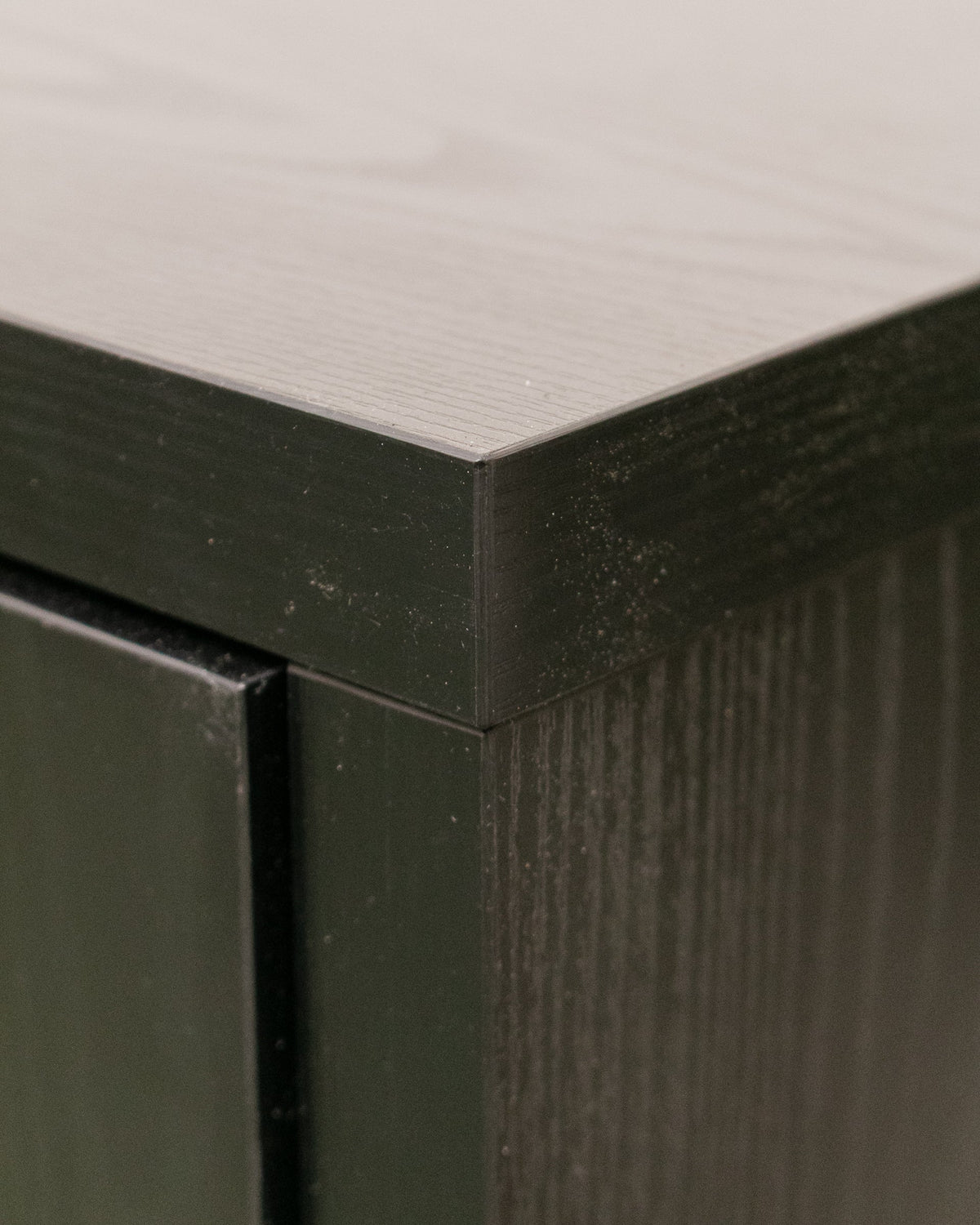 Sculptural Black Geometric Credenza with Brutalist-Inspired Front