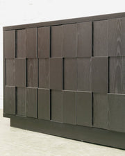Sculptural Black Geometric Credenza with Brutalist-Inspired Front