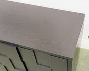 Sculptural Black Geometric Credenza with Brutalist-Inspired Front