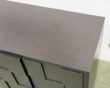 Sculptural Black Geometric Credenza with Brutalist-Inspired Front