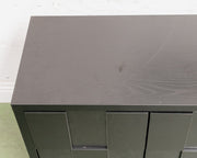Sculptural Black Geometric Credenza with Brutalist-Inspired Front