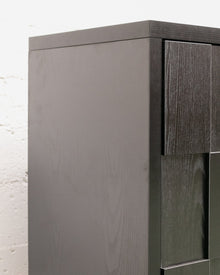 Sculptural Black Geometric Credenza with Brutalist-Inspired Front