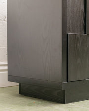 Sculptural Black Geometric Credenza with Brutalist-Inspired Front