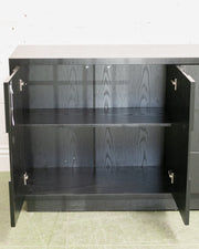Sculptural Black Geometric Credenza with Brutalist-Inspired Front