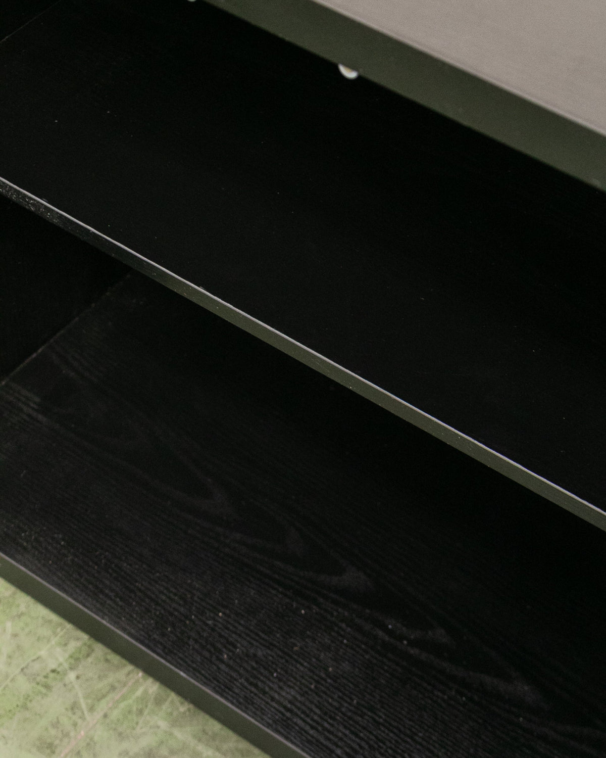 Sculptural Black Geometric Credenza with Brutalist-Inspired Front
