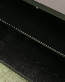 Sculptural Black Geometric Credenza with Brutalist-Inspired Front