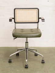 Green and Black Rattan Office Chair