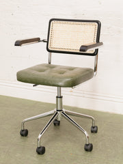 Green and Black Rattan Office Chair