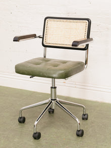 Green and Black Rattan Office Chair