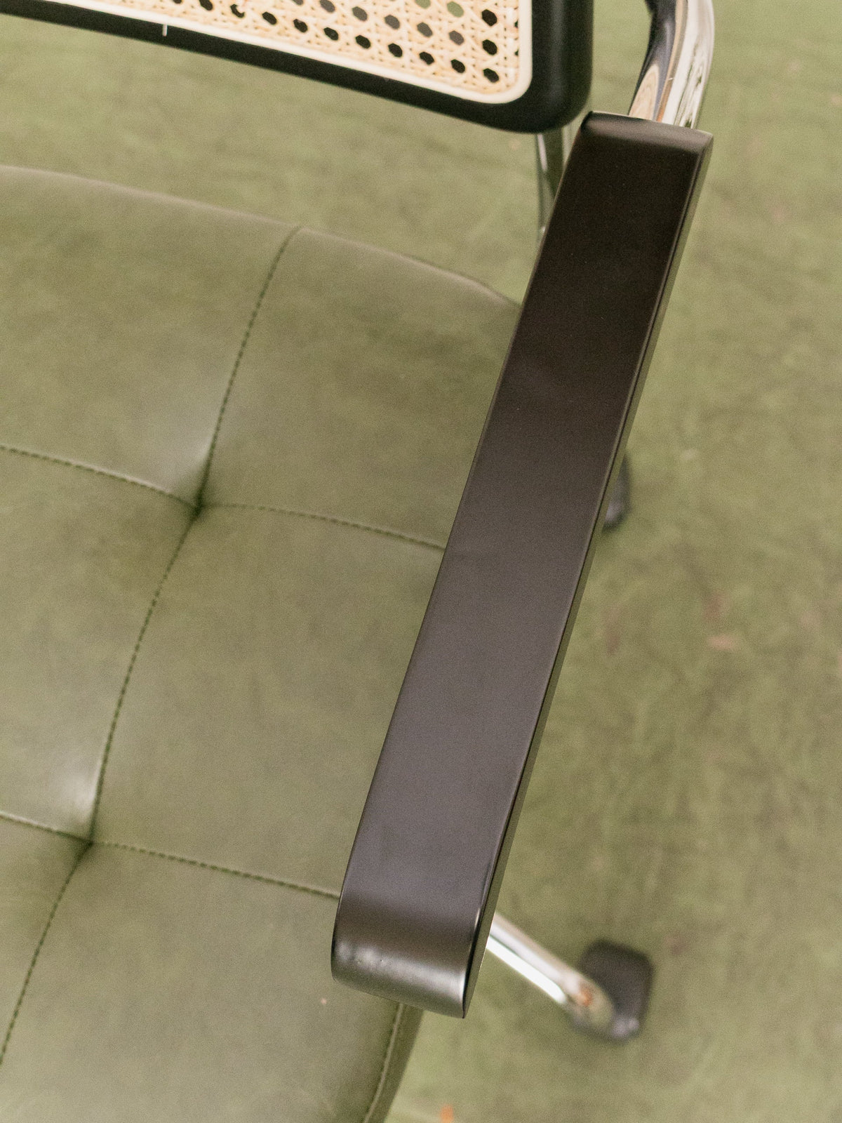 Green and Black Rattan Office Chair