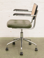 Green and Black Rattan Office Chair