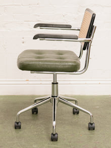 Green and Black Rattan Office Chair