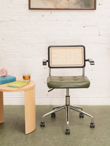 Green and Black Rattan Office Chair