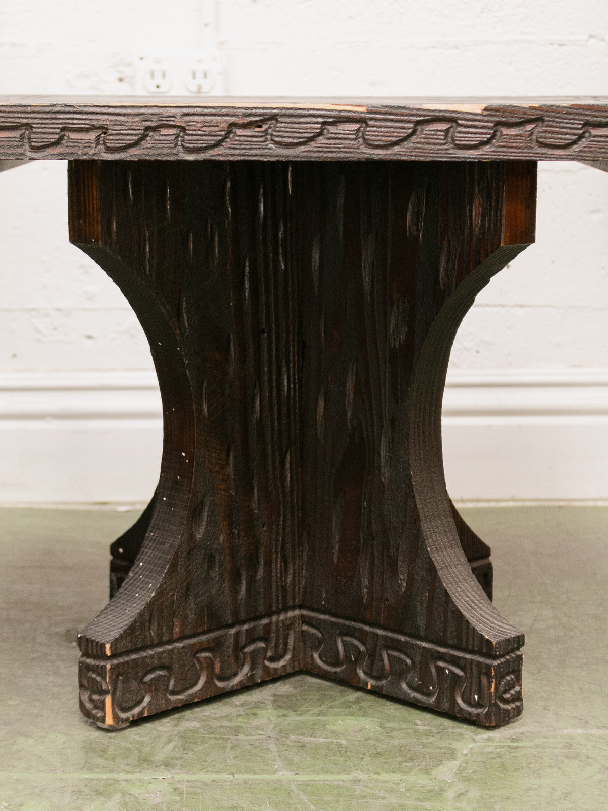 Vintage Square Hand Carved End Table