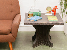 Vintage Square Hand Carved End Table
