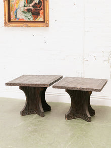 Vintage Square Hand Carved End Table