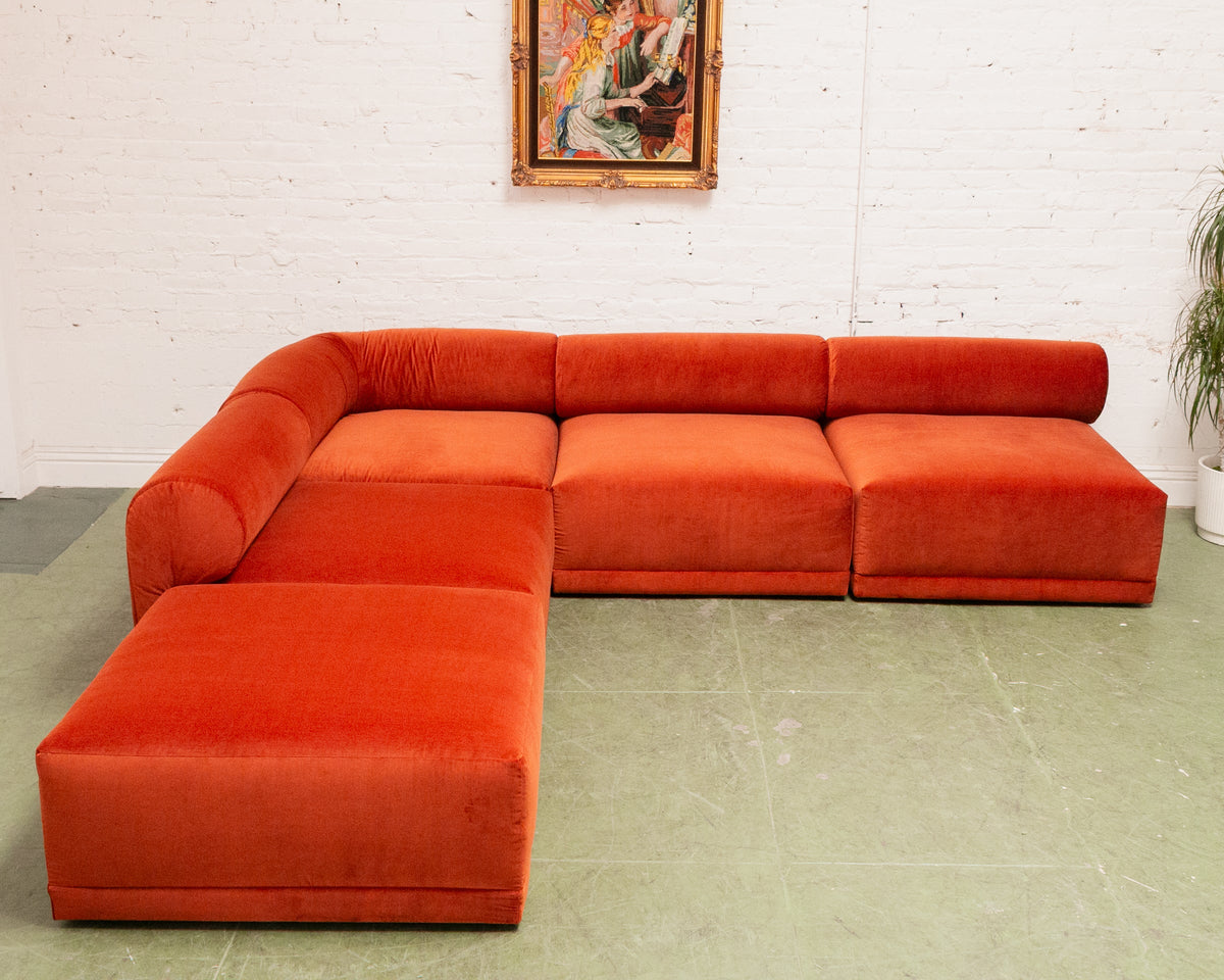 Emma 5 Piece Modular Sectional in Monaco Rust