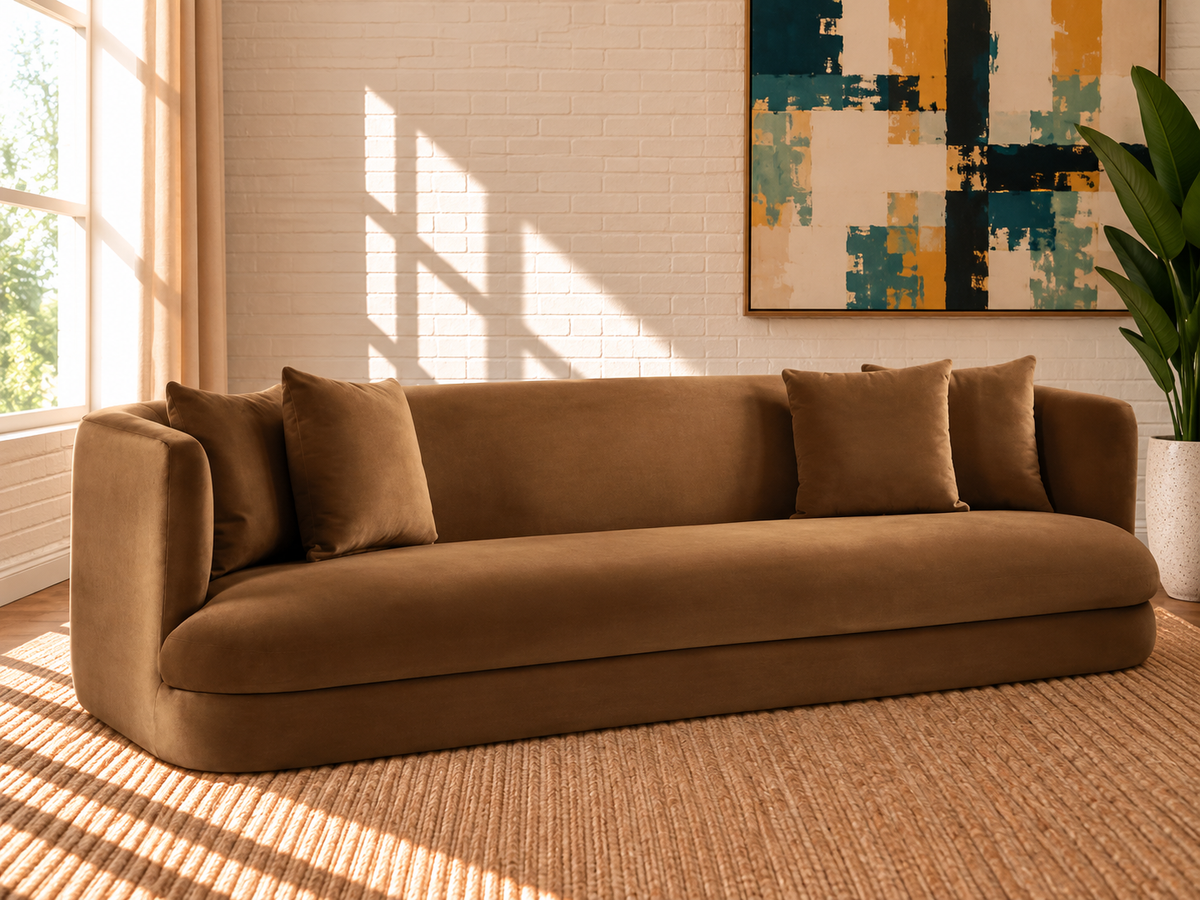 Isabelle Velvet Sofa in Caramel