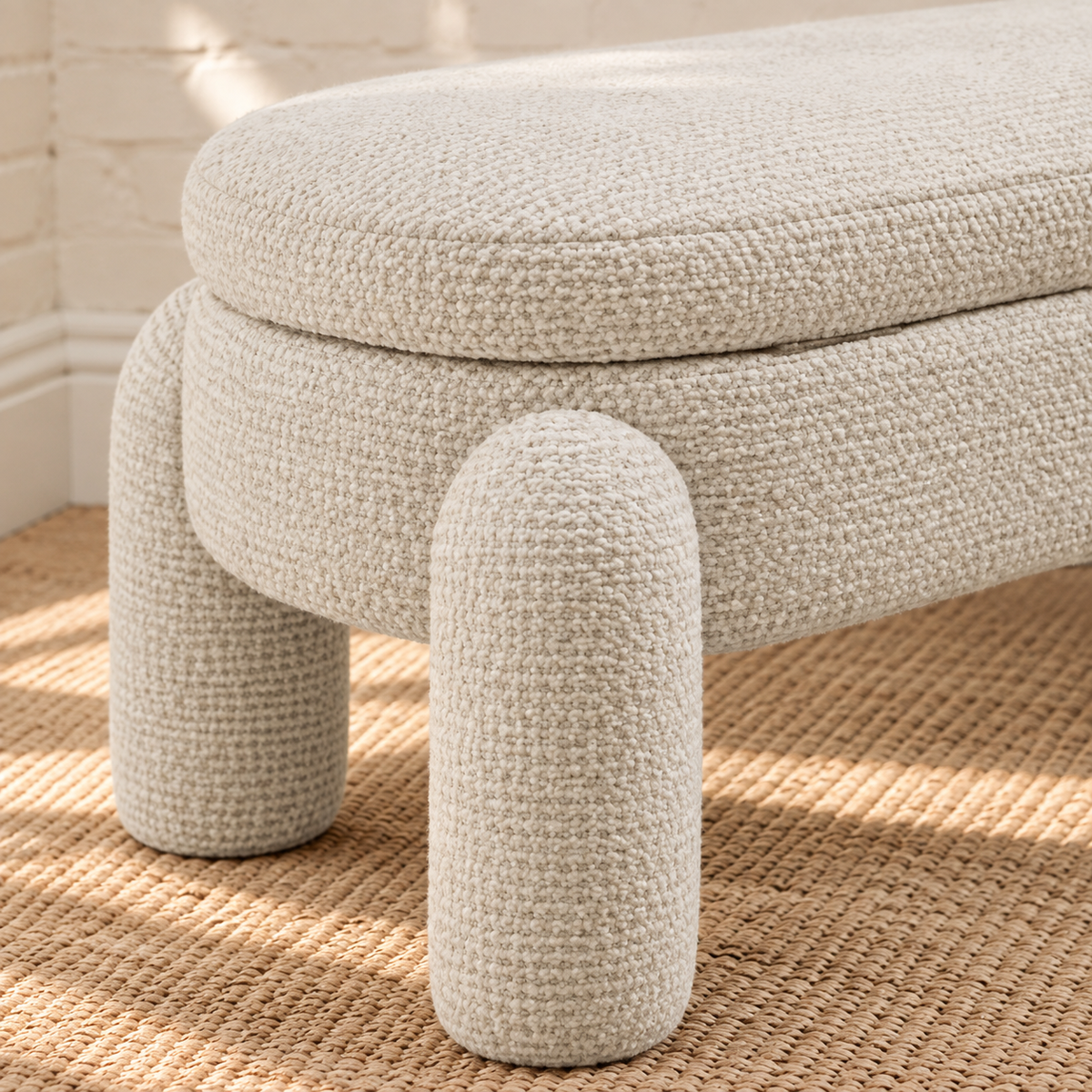 Janela Lift-Up Storage Bench in Ivory White