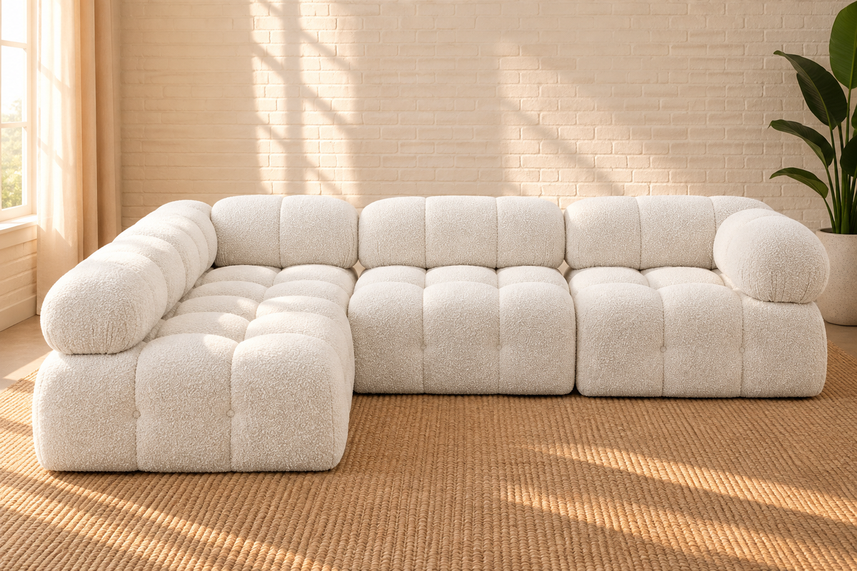 Janine 4-Piece Sectional Sofa in Creamy White
