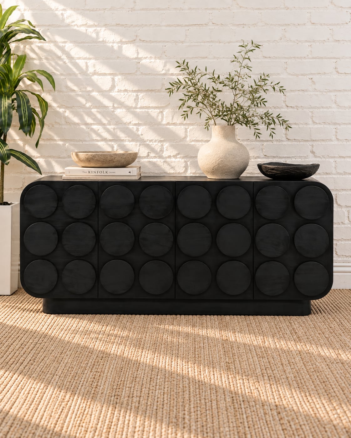 Jaylen Sculptural Credenza in Charcoal