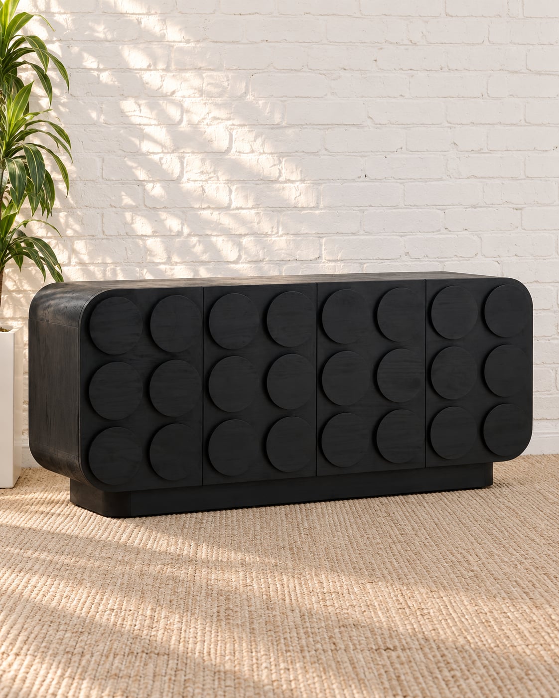 Jaylen Sculptural Credenza in Charcoal