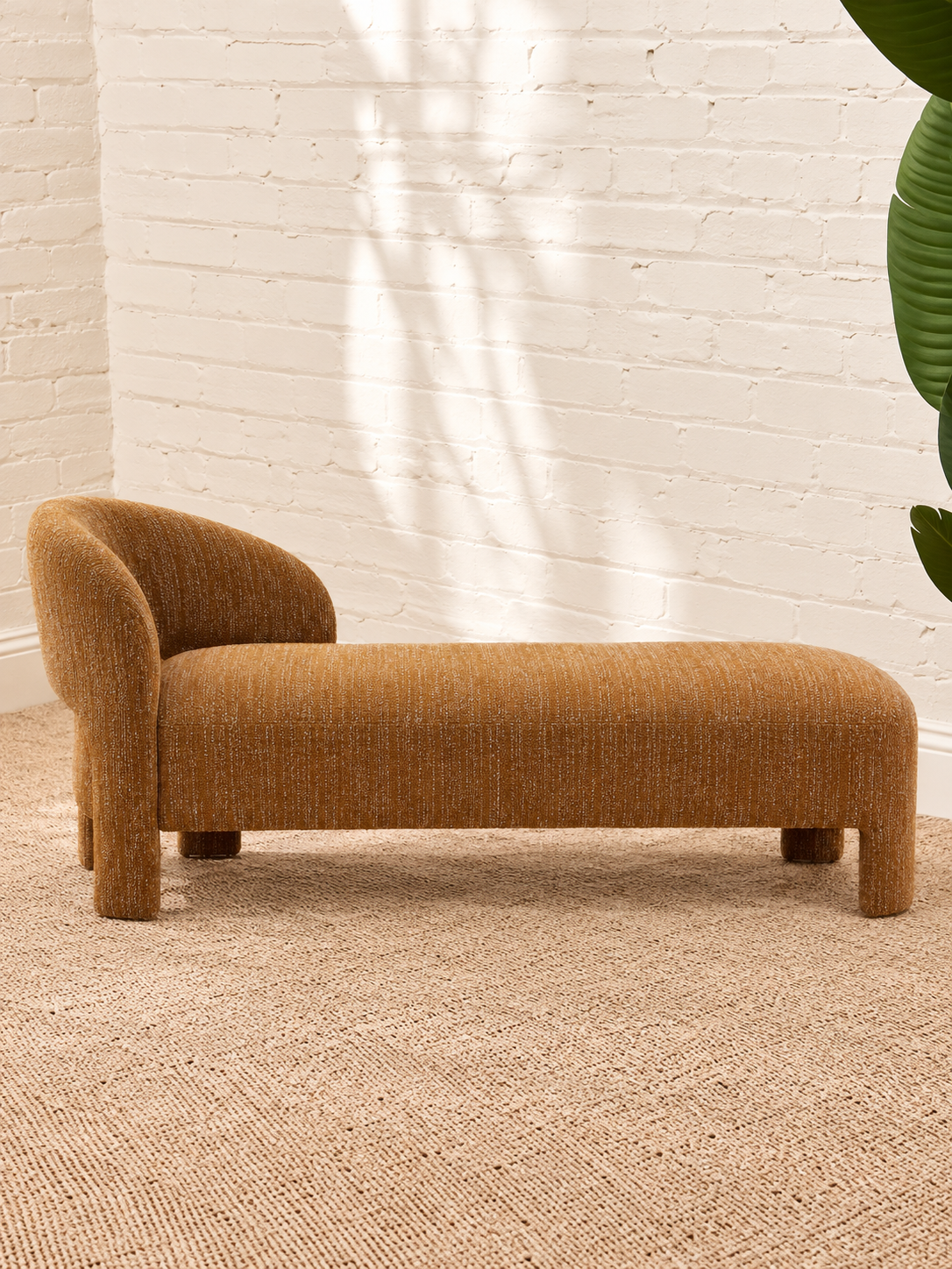 Jessie Upholstered Chaise Lounge in Ochre