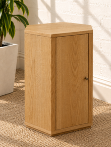 Kalel Hexagonal Cabinet Side Table in Oak