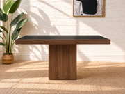 Kenji Square Glass and Wood Dining Table in Walnut Black