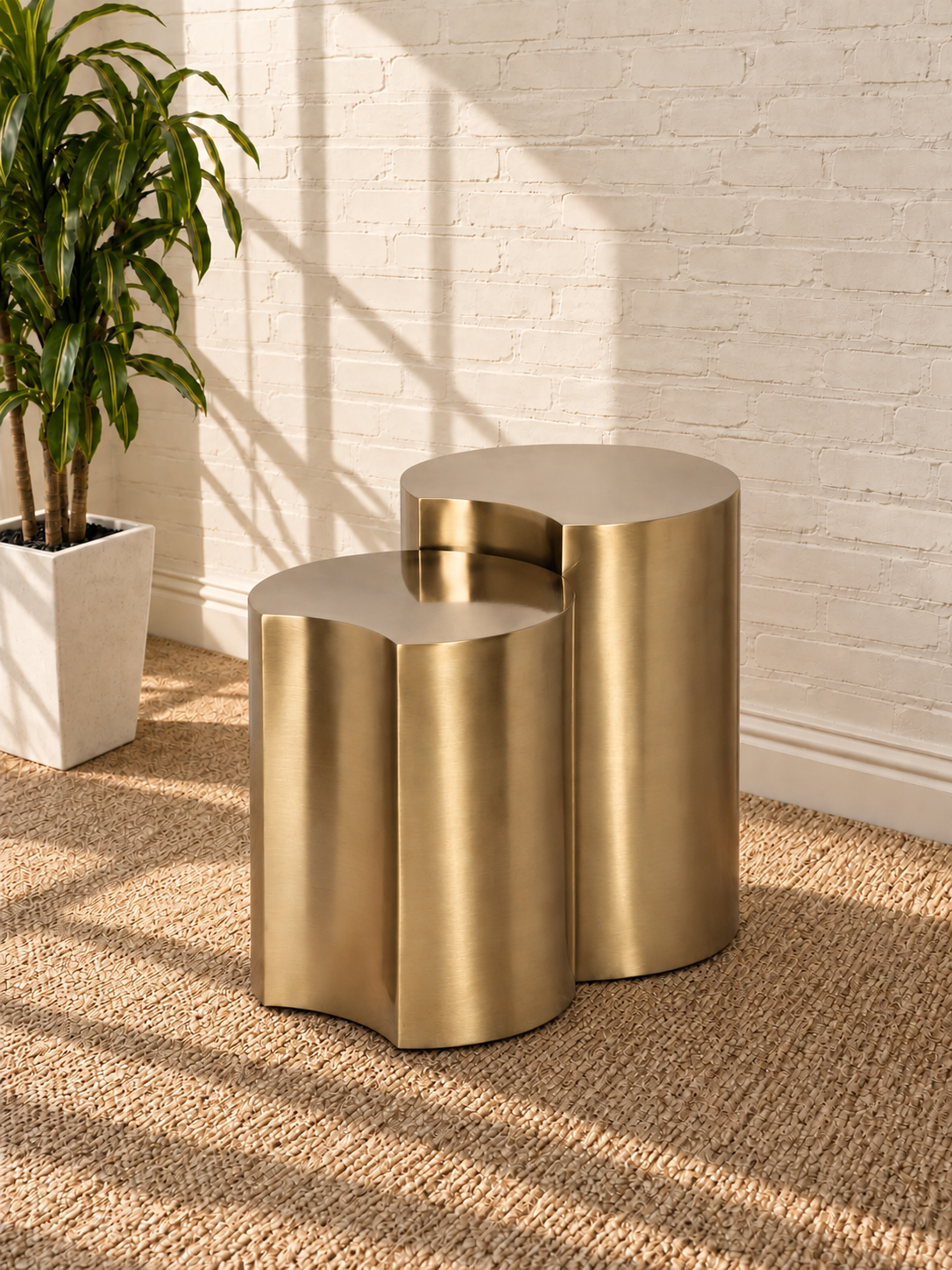 Klein 2-Piece Nesting Side Tables in Brushed Gold