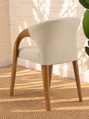 Kyra Leather Dining Armchair in Greige
