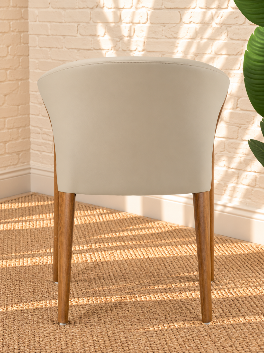 Kyra Leather Dining Armchair in Greige