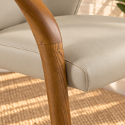 Kyra Leather Dining Armchair in Greige