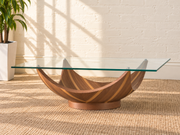 Laurel Walnut Glass Coffee Table