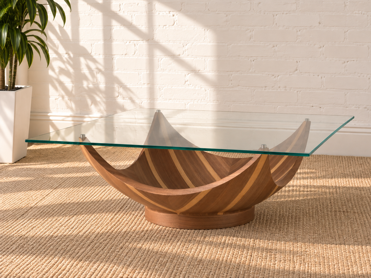 Laurel Walnut Glass Coffee Table