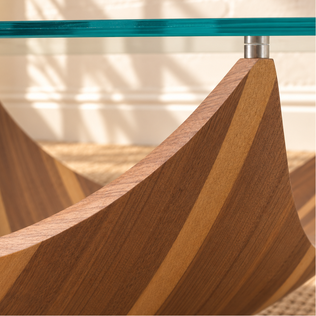 Laurel Walnut Glass Coffee Table