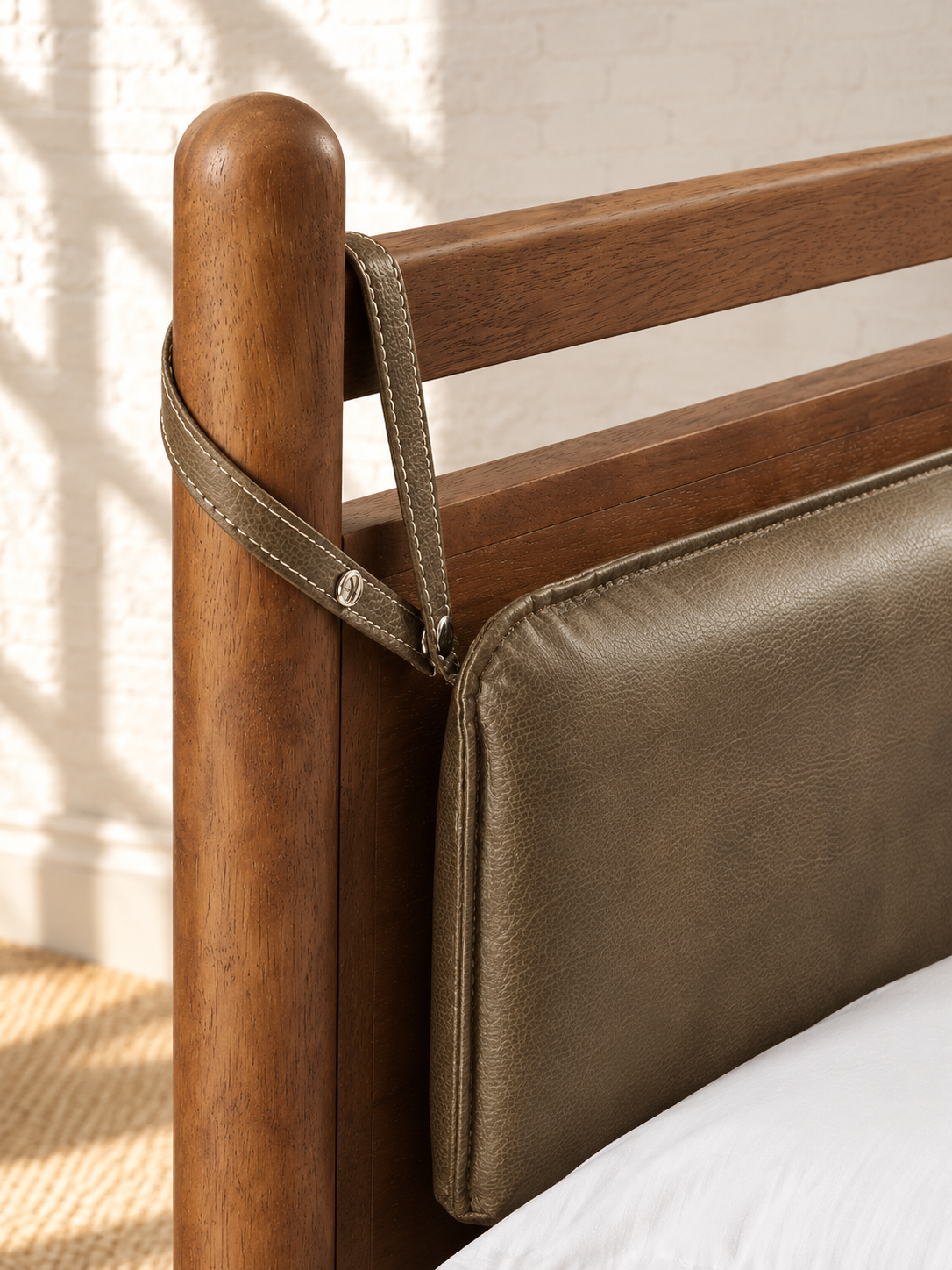 Rocco Walnut Queen Platform Bed in Taupe