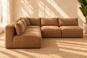 Leilani 5-Piece Corduroy Sectional Sofa in Warm Caramel