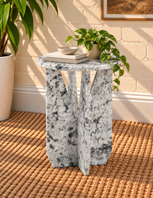 Maison Marble Side Table in Arctic Noir