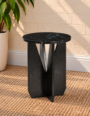 Maison Marble Side Table in Noir Veil