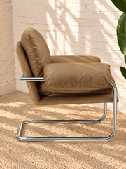 Mara Leather Lounge Chair in Tan