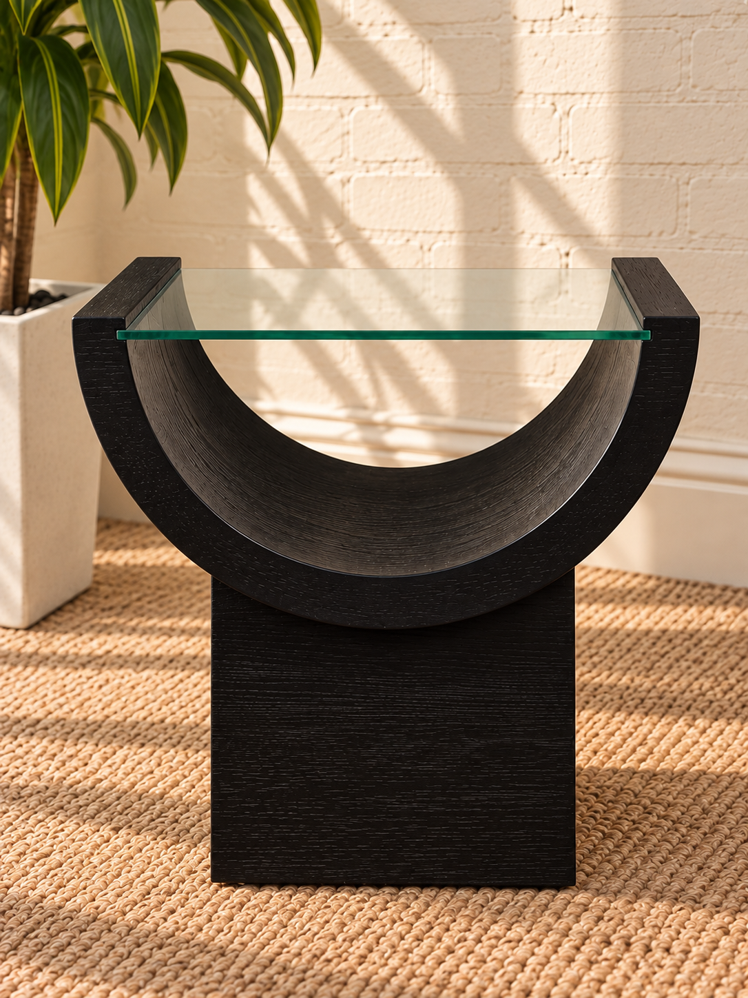 Marcel Glass Top Side Table in Charcoal