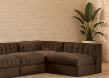 Maricon 7-Piece Velvet Sectional Sofa in Cocoa Brown
