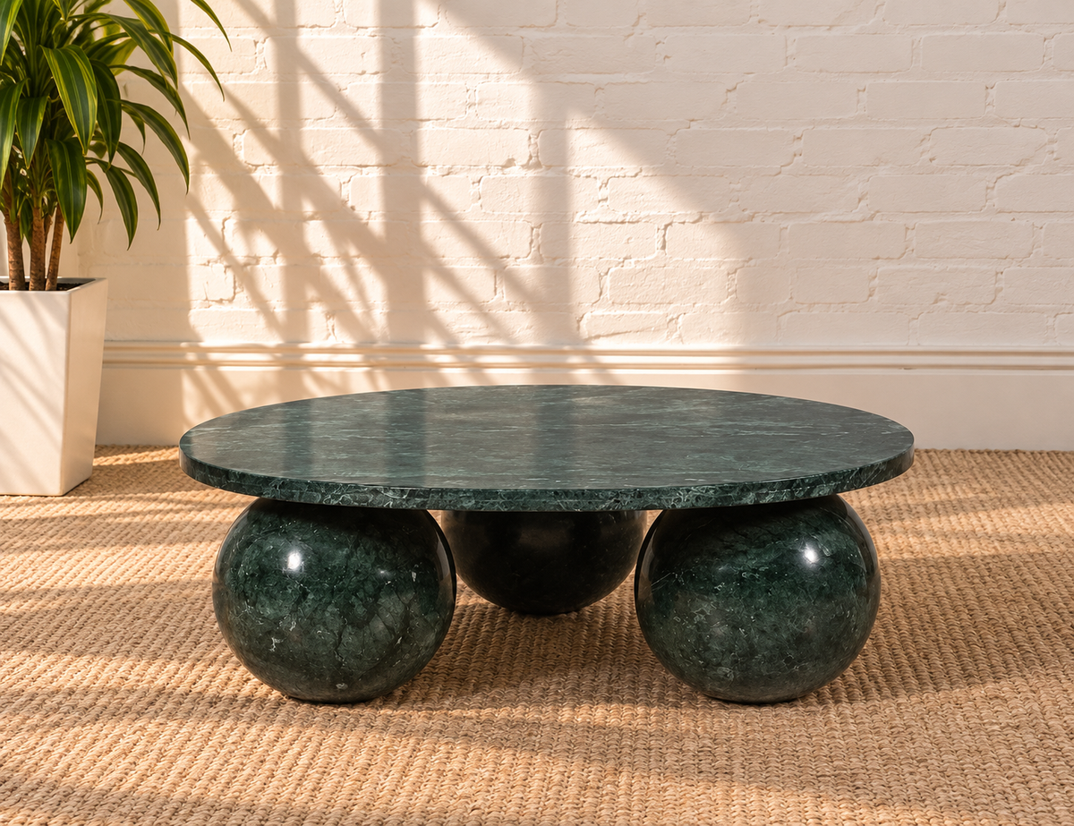 Martha Ball Feet Coffee Table in Forest Night Marble