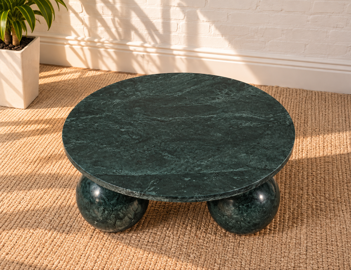 Martha Ball Feet Coffee Table in Forest Night Marble