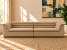 Monica 2-Piece Velvet Sectional Sofa in Honey Beige