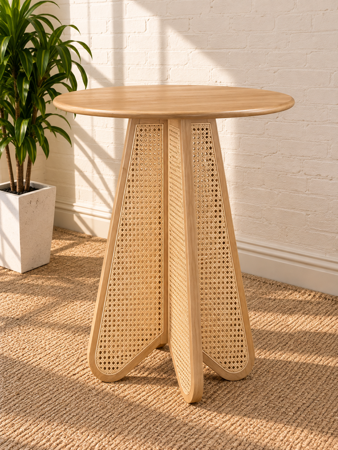 Nabi Cane Bar Table in Blonde Oak